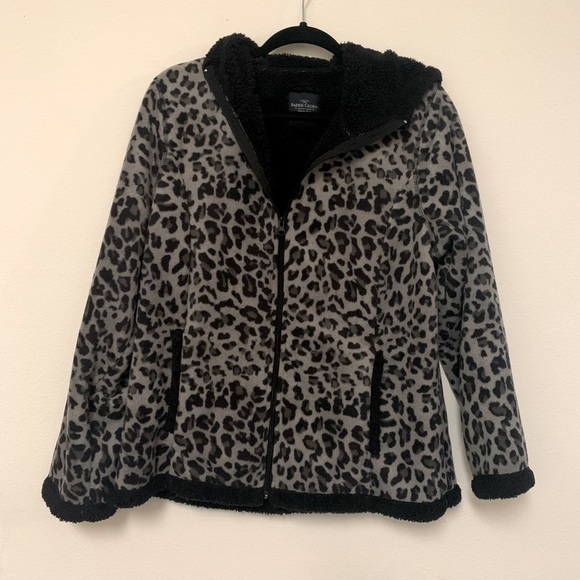 Faded Glory Tops - Leopard Sherpa Fleece Hoodie